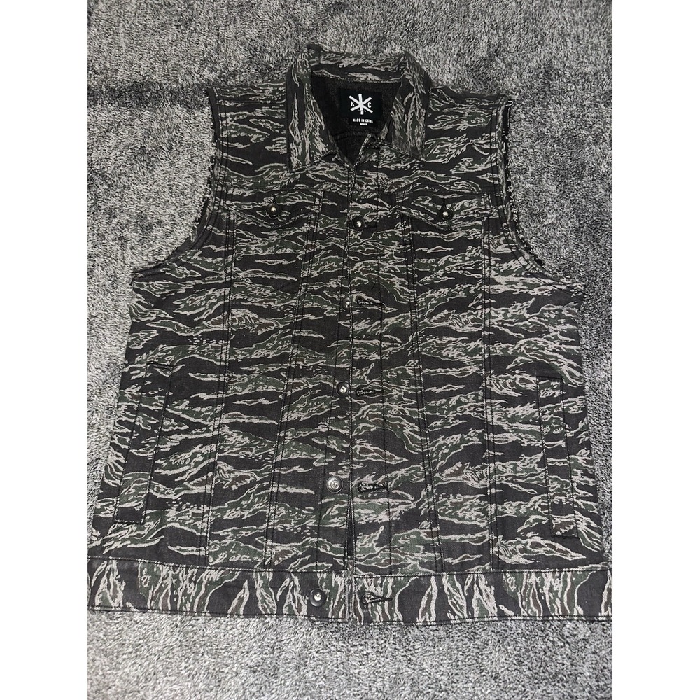Kill City Lip Service Denim Best Men's Gray Black Tiger Stripe Camo Punk Rocker